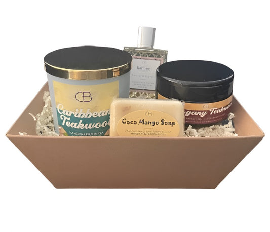 Caribbean Teakwood Self-Care Gift Basket